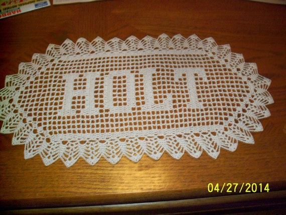 Filet Crochet Name Doily 6 letters Letter Style C custom made