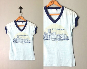 Vintage PITTSBURGH Tee â€¢ 1980s Clothing â€¢ Glow in the Dark T-Shirt ...