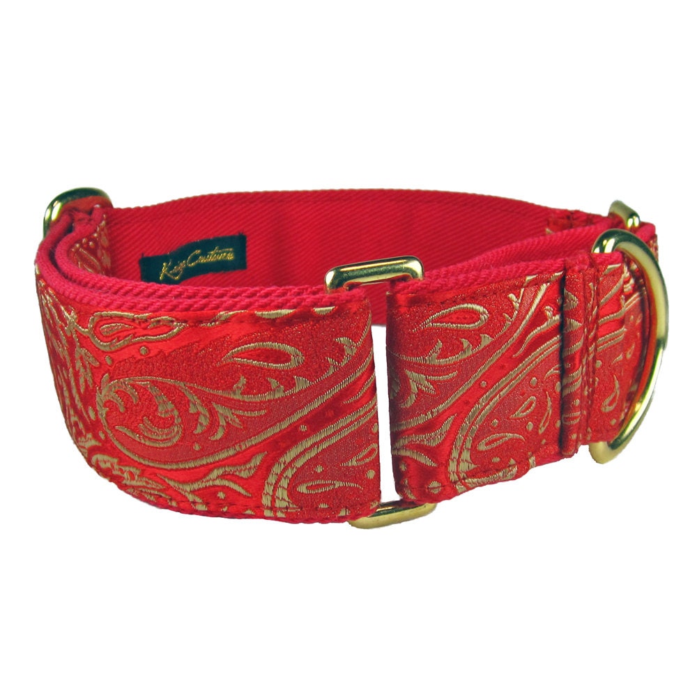 Red Dog Collar for Greyhounds Fancy Martingale Collar