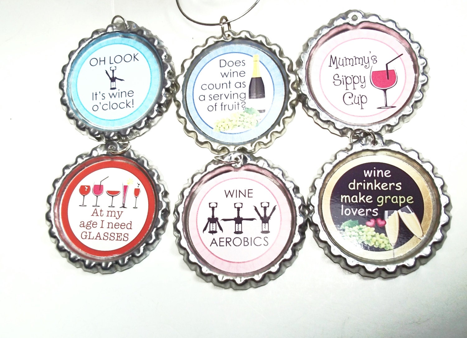 Funny Sayings Wine Glass Charms Set