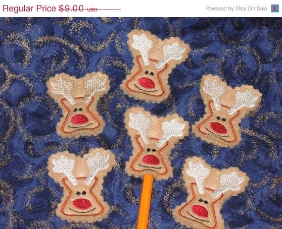 SALE Christmas Reindeer pencil toppers set of 6 Quantity discount Perfect school party treat or stocking stuffer Il_570xn