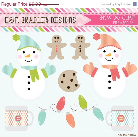 50% OFF Holiday Christmas Clipart Clip Art Personal & Commercial Use Snow Day Fun Il_570xn