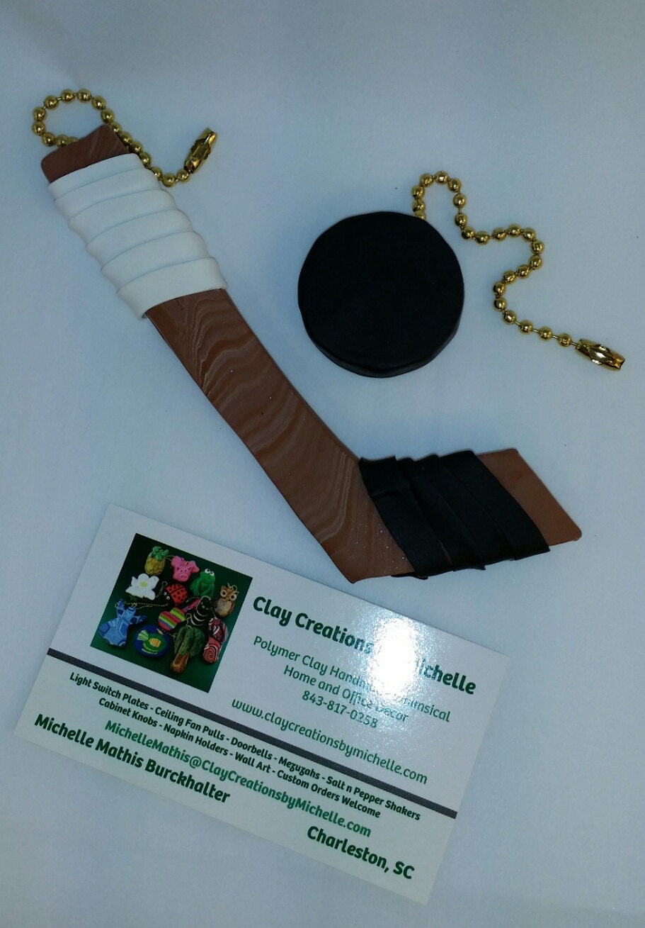 Hockey Puck And Stick Ceiling Fan Pull Set Hockey Stick Ceiling Fan Pull Set Zoom