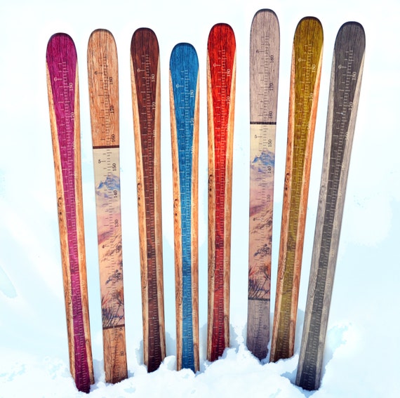 METRIC Wooden Ski Growth Chart for Kids With Centimeters and