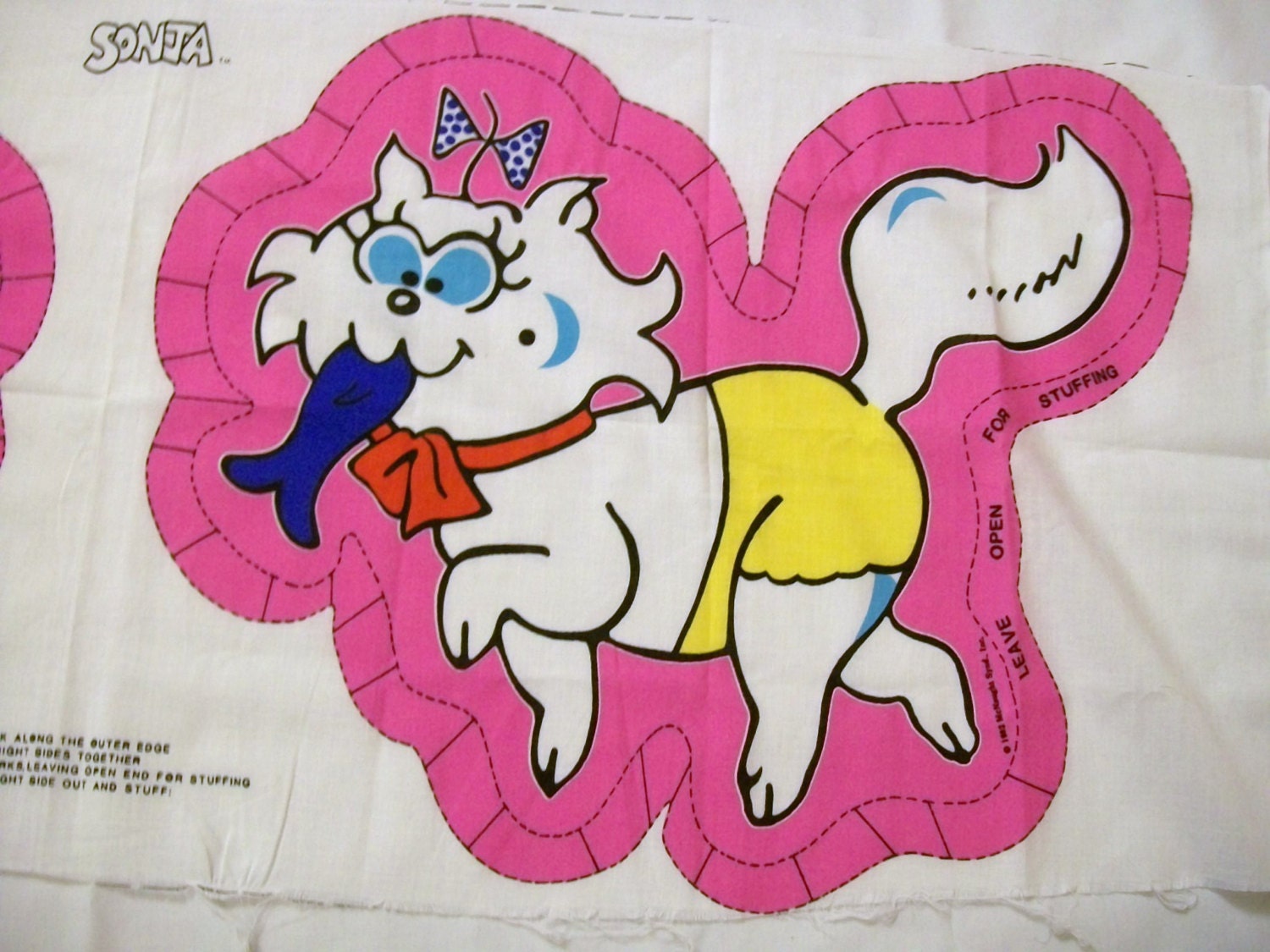 Cut Sew and Stuff Cat Fabric Panel Cat Pillow Fabric Panel