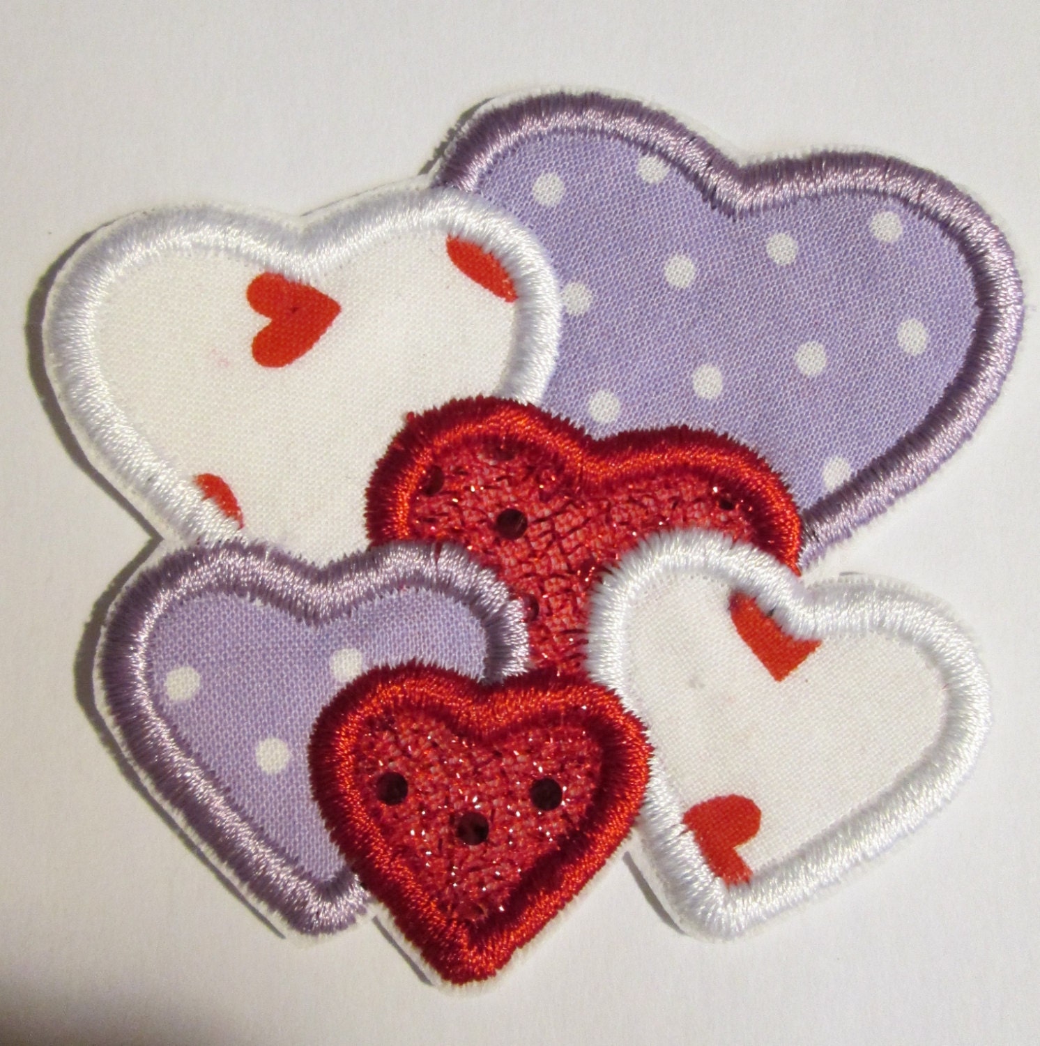 Iron On Applique Valentine Day Cluster of by BigBlackDogDesigns