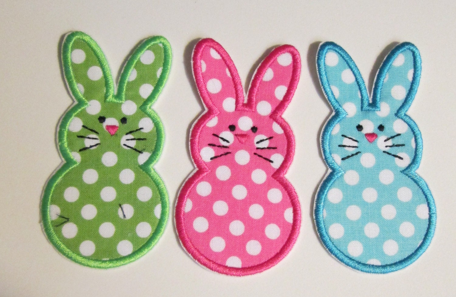 Easter Bunny Trio Iron On or Sew On Embroidered Custom Made