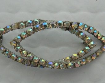 Vintage 50s / 60s Aurora Borealis Rhinestone Pin Brooch Mad Men