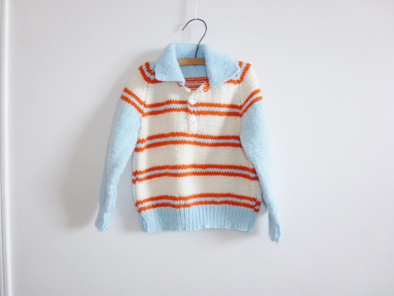 Vintage Orange and Blue Striped Sweater