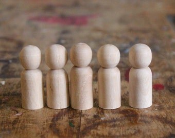 5 Baby/Pet Peg Dolls - size 1.5" tall - Wooden Dolls - Hand-Turned Colombian Dolls Fair Trade