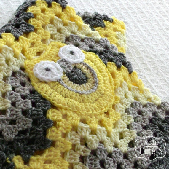 Items similar to Crochet Owl Blanket Baby Owl Blanket, Chevron Owl Gray