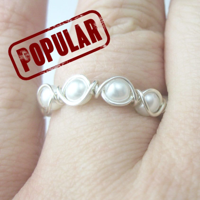 Pearl eternity band ring
