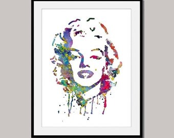 MARYLIN No 1 Print Poster designed for 10 x 8 inch Mixed Media Wall Decor ink Painting Digital
