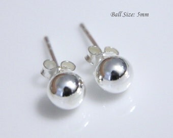 Sterling Silver Stud Ball Earrings, Bridesmaid Earrings, Silver Stud Earrings, Wedding Earrings, Bridesmaid Gift, Flower Girl Earrings