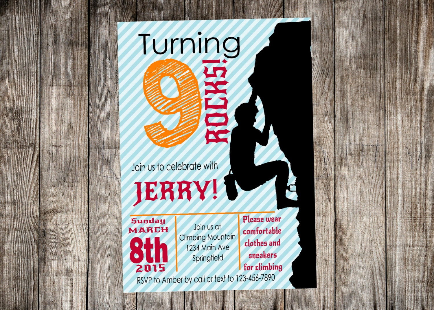 Rock Climbing Birthday Party Invitation with by Partyperfectdesign