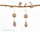 Sultry freshwater pearl earrings, gold pearls, smokey quartz drops, gemstone and pearls Sultry freshwater pearl earrings, gold pearls, smokey quartz drops, gemstone and pearls
