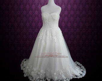 Strapless Crystal Slim A-line Wedding Dress with Tiered