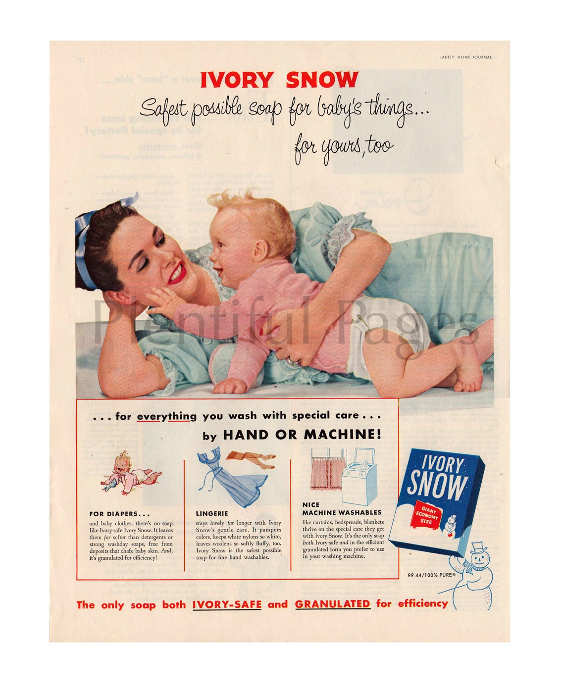 1955 Ivory Snow Laundry Soap Vintage Ad 1950's by PlentifulPages