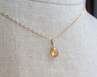 Citrine Necklace, Citrine Stone, Citrine Briolette, Birthstone Necklace, November Birthstone, Bridesmaid Necklace, Fall Wedding, Citrine
