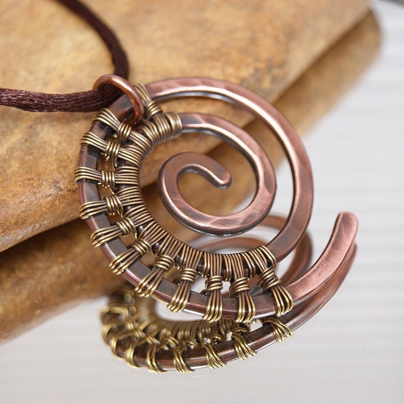 FREE SHIPPING antique oryginal brass silver wirewrapped