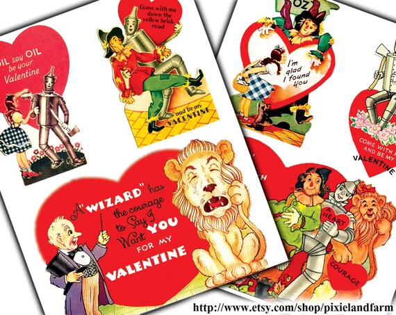 Wizard of Oz Valentine Vintage Printable Digital by pixielandfarm
