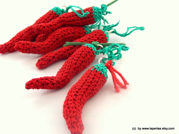 1pcs Red Chili Pepper Crochet Cozy - Good Luck Charms - decoration by LaPerLaA
