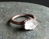 Raw Crystal Quartz Statement Ring Gemstone Size 5.5 Artisan Electroform Copper Ring Jewelry Handmade