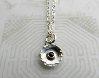 Small Yoga Necklace, Black Onyx Pendant, Sterling Silver Accent, Chain 17" Mandala Charm, Serenity Pendant, Layering Jewelry