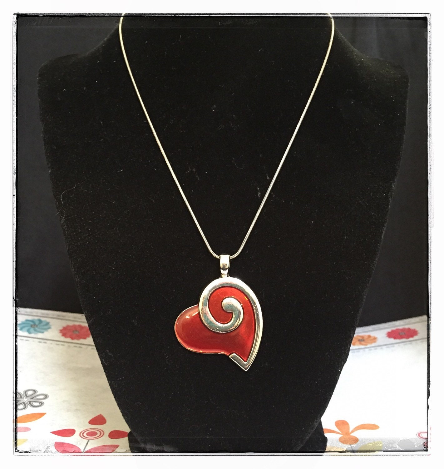 Sterling Silver Red Heart Necklace
