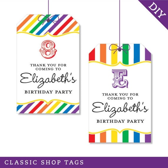 Rainbow Party - Personalized DIY printable favor tags Il_570xn