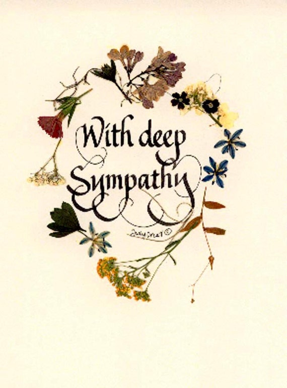 beautiful sympathy note card with deep sympathy