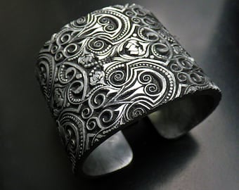 Silver leaf Bijouterie Fouquet polymer clay cuff