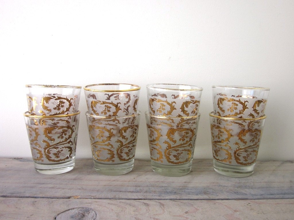 Vintage Mid Century Modern Cocktail Glasses Barware Set of