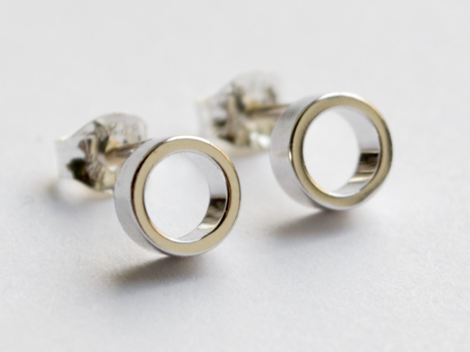 Tiny Silver Circle Stud Earrings Small Open Circle Studs