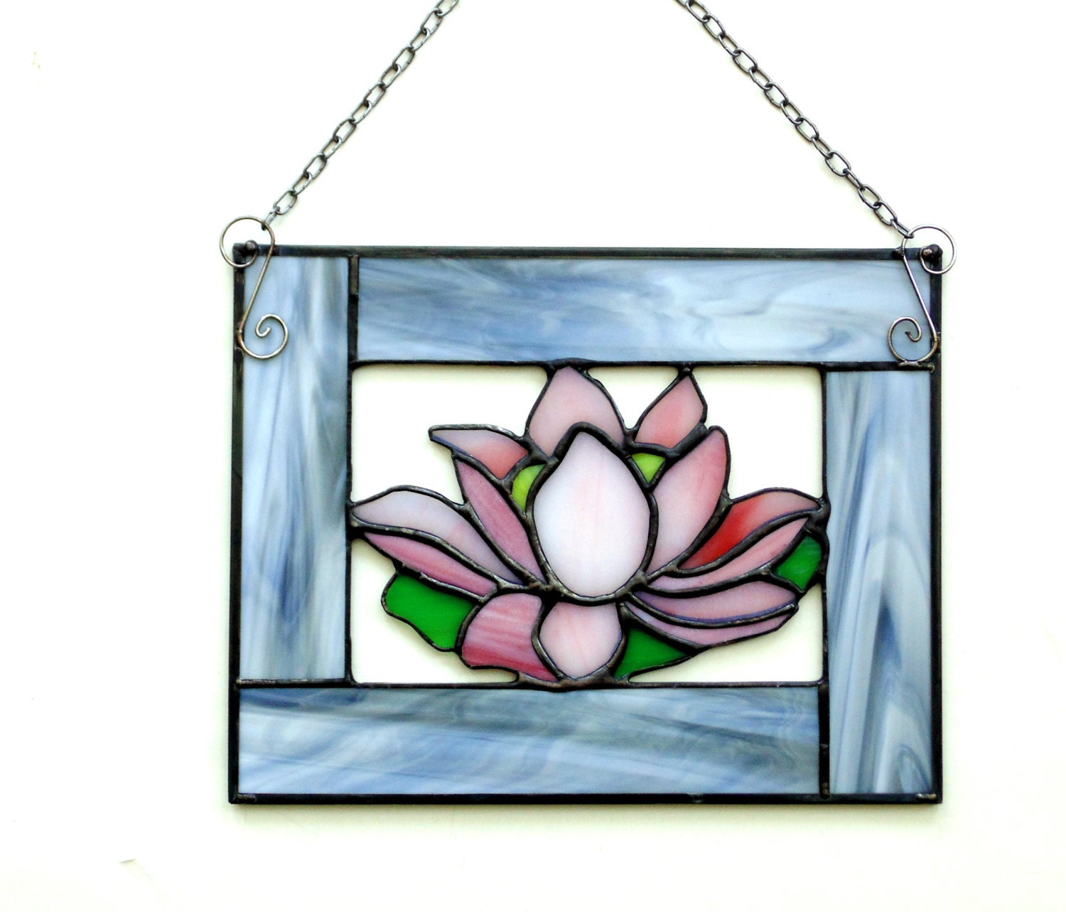 Stained glass lotus panel lotus suncatcher by DesignsStainedGlass