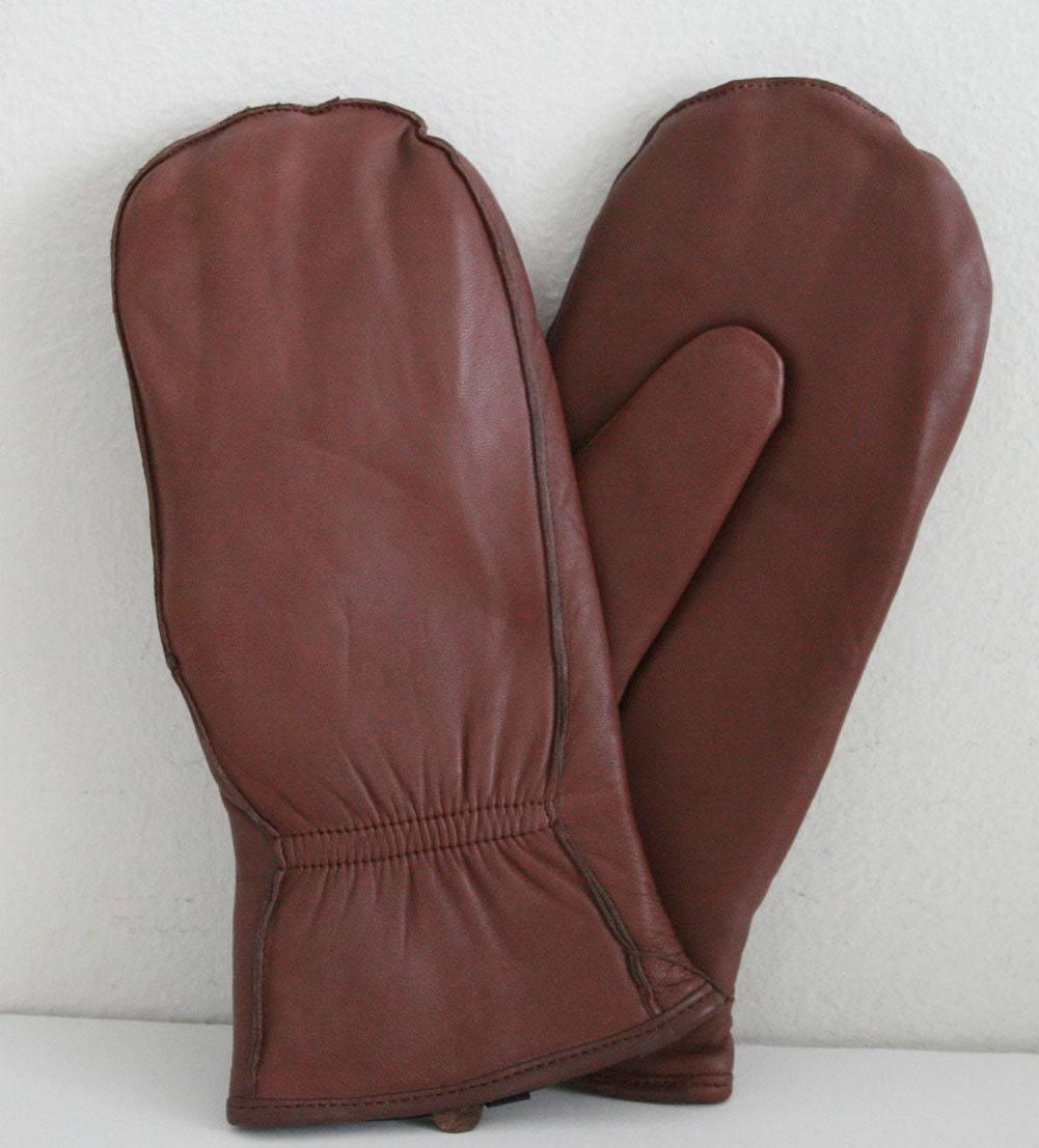 Soft Leather Ladies Mitten Gloves with inside Fingers Glitten