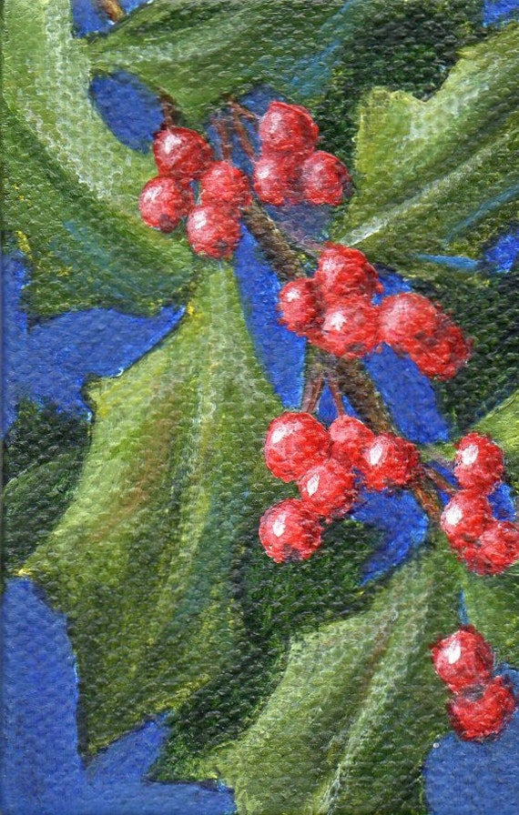 Christmas Ornament Mini Canvas Painting Holiday Still Life