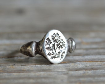 Sterling Silver Ring, Fever Few Botanical Ring, Plant Jewelry, Ring, Stacking Ring, Flower Ring, Promise Ring, Gold + Bronze by Peg and Awl