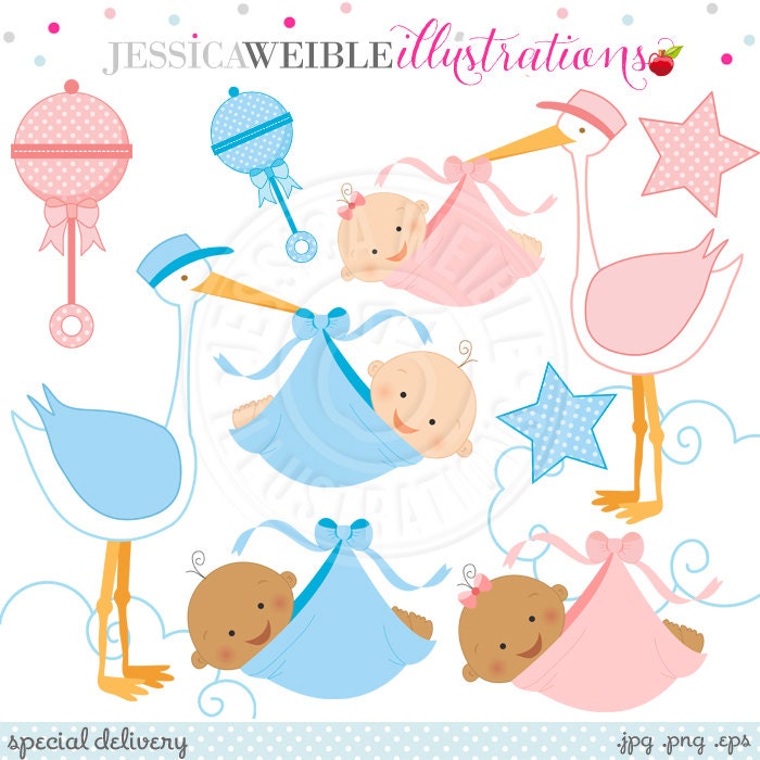 clipart stork with baby girl - photo #32