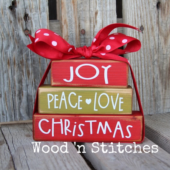 Christmas Decor Blocks Wood Block Set Seasonal Home Decor Gift