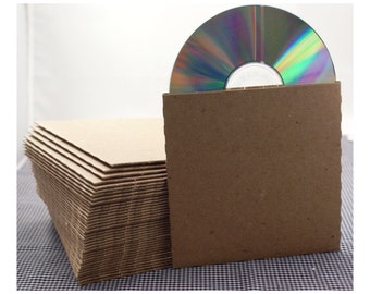 Set of 25 CD sleeves - natural Kraft brown, 100% recycled & eco-friendly - DVD, CD wedding favors, photography packaging