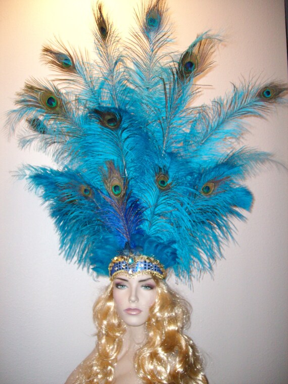 Sexy Peacock Feathers Mardi Gras Carnival Samba Showgirl Drag