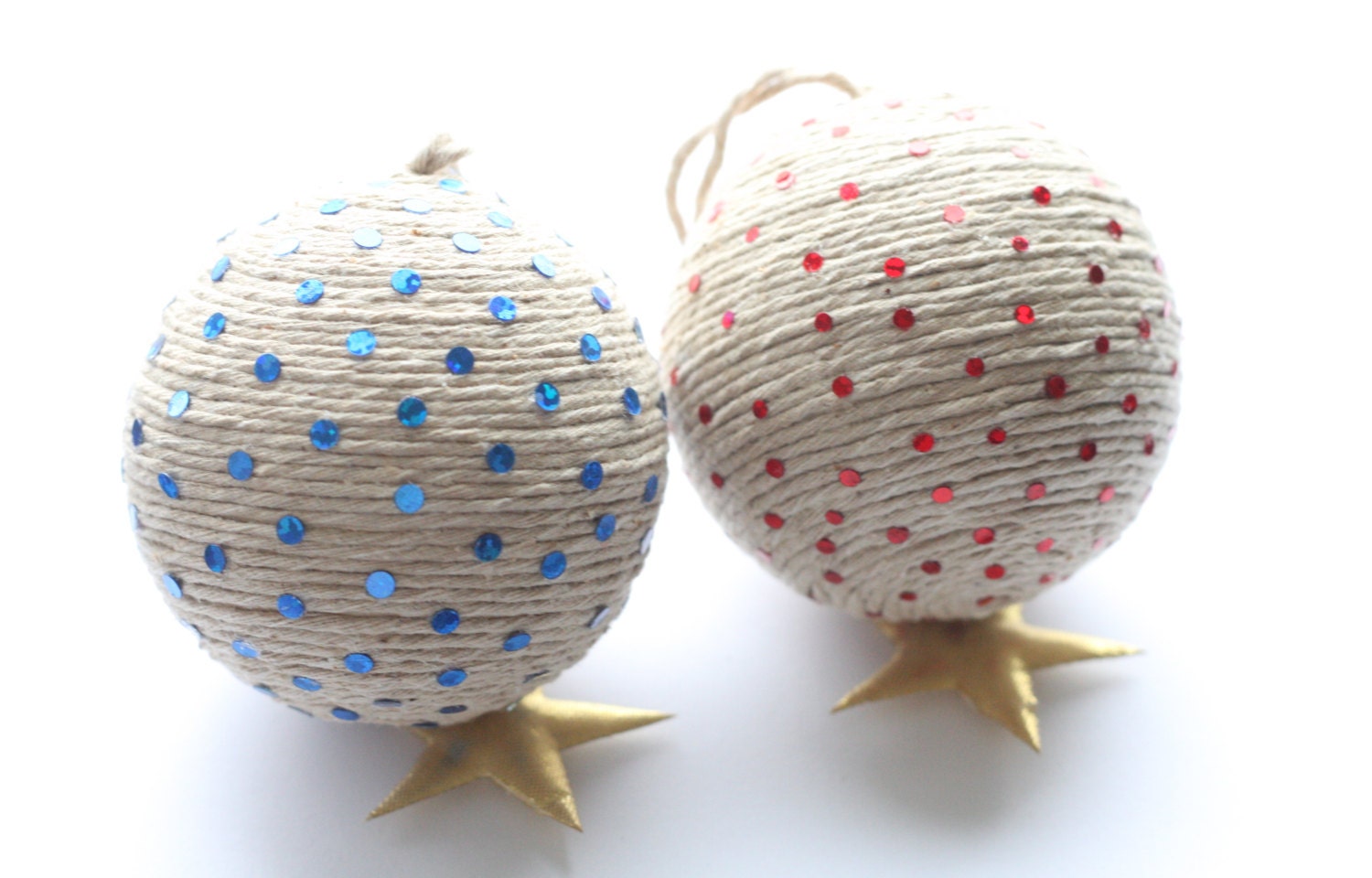 Christmas Tree Ornaments, Set of Two Christmas Baubles, Christmas Baubles, Holiday Ornaments