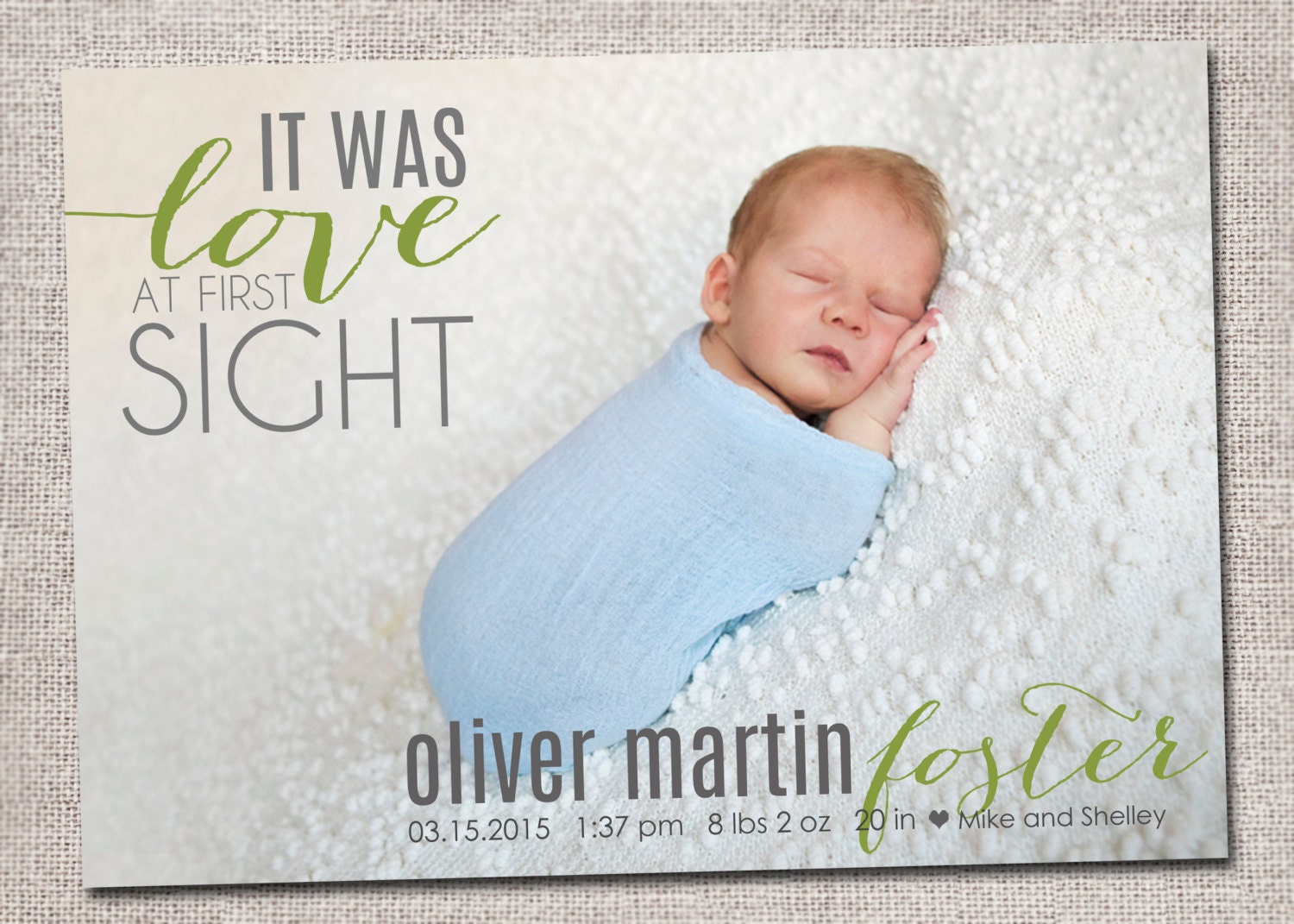 Birth announcement baby boy announcement baby by CardsEtcetera