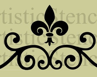 Fleur de lis Scroll Stencil 10x5