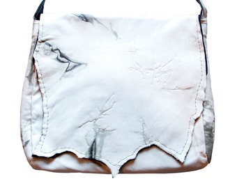 Handmade Green, Black, and White Lambskin Leather Embroidered Purse