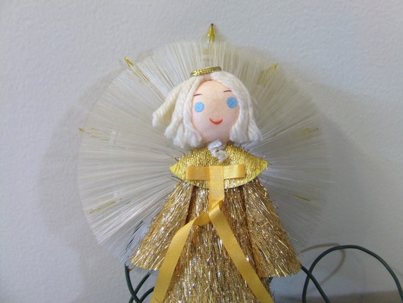 Angel Tree Topper Light Up Christmas Plug In Gold by TheOddOwl