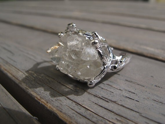 Items Similar To Herkimer Diamonds Adjustable Handmade Ring White