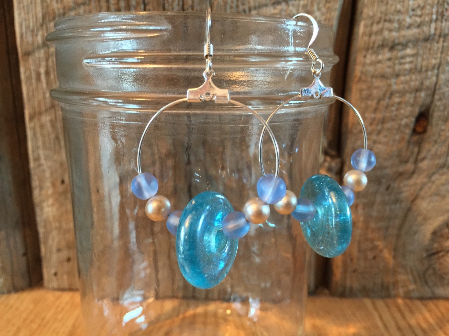 Beaded Dangle Hoops by JewelrybySassy on Etsy