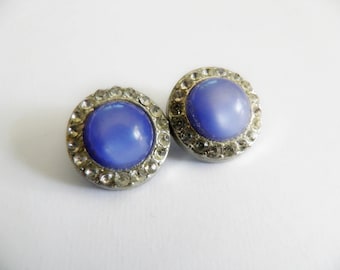 Blue Buttons with Rhinestones